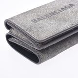 Balenciaga Valenciaga Everyday Mini Wallet Compact Wallet Silver Glitter 651921 Ladies Leather Three Folded Wallets B Rank Used Silgrin