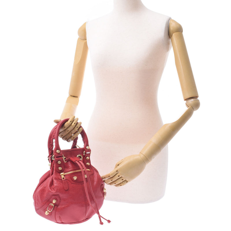 Balenciaga Valenciaga Giant Mini Pompon 2way Bag Red Gold Bracket 285439 Women's Leather Handbags AB Rank Used Sinkjo