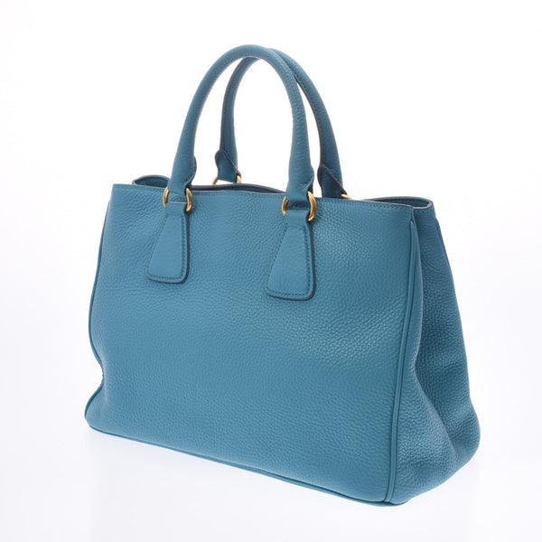 Prada Prada Handbag Turquoise Gold Bracket BN2579 Women's Curf 2way Bag A-Rank Used Silgrin