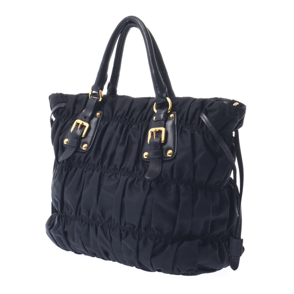Prada Prada 2way Bag Black BN1788女士尼龙皮革手提包AB排名使用水池
