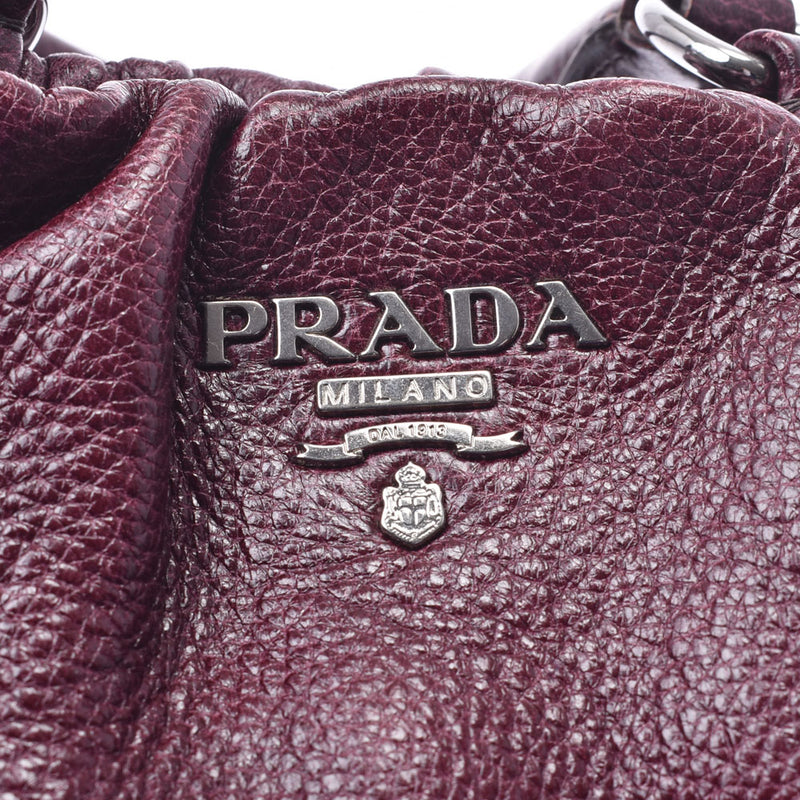 Prada Prada 2way Bag Bordeaux Silver Bracket BN1718女性卷曲手提包B排名使用水池