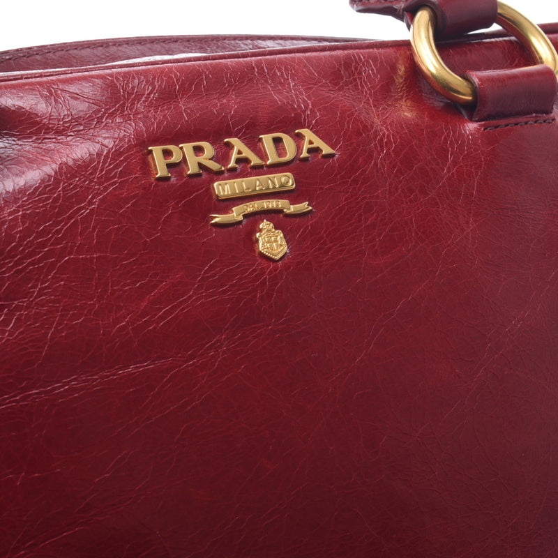 PRADA Prada 2way Bag Red Gold Bracket Women's Curf Boston Bag B Rank Used Silgrin