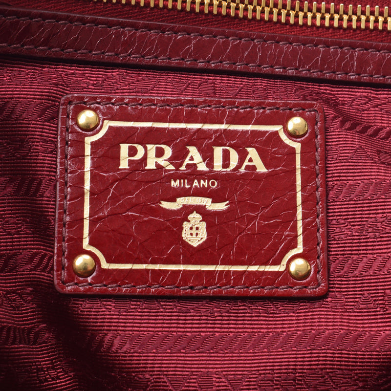 PRADA プラダ 2WAYバッグ 赤 ゴールド金具 レディース カーフ ボストンバッグ Bランク 中古 銀蔵