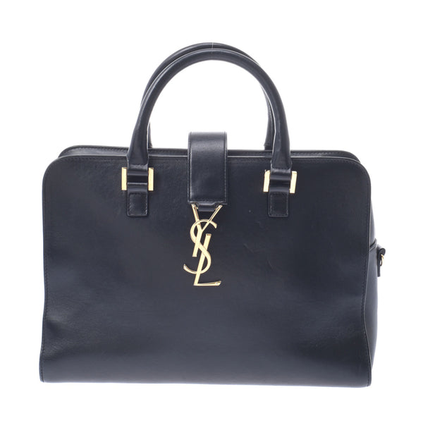 Saint Laurent Sun Laurent Kavas Black Gold Bracket Women's Curf Handbag B Rank Used Silgrin