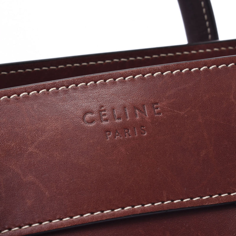 CELINE セリーヌ ラゲージ マイクロショッパー 赤茶系 レディース カーフ ハンドバッグ Bランク 中古 銀蔵