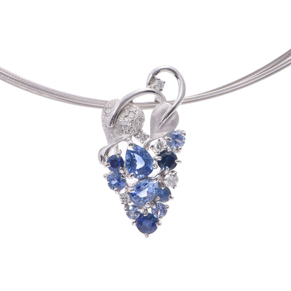 Other Matsuzawa Hospital Sapphire 2.15ct Diamond 0.20ct Women's 18kyg / WG Necklace A-Rank Used Silgrin