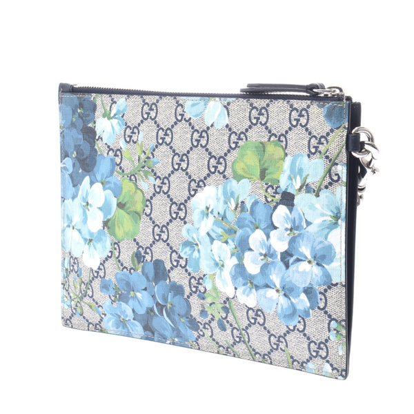 GUCCI Gucci Flower Case / Blue System 411691 Women GG Sprim Canvas PVC Clutch Bag AB Rank Used Silgrin