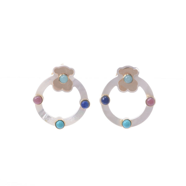 Others Tous Tous Super Power Circle Cummy TIF Multicolor Ladies K18KT Earrings A-Rank Used Sinkjo