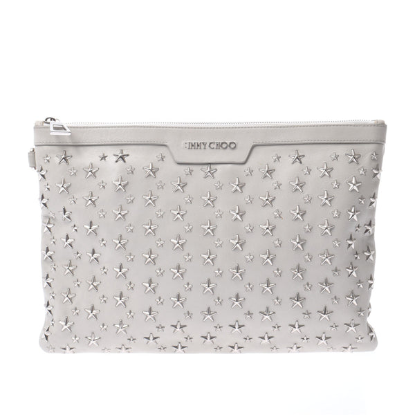 Jimmy Choo Jimmy Choo Study Gray Silver Bracket Unisex Curf Clutch Bag B Rank Used Sinkjo