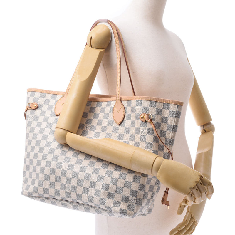 【本物保証】 ルイヴィトン LOUIS VUITTON ダミエ アズール ネヴァーフルMM トートバッグ 白 N51107