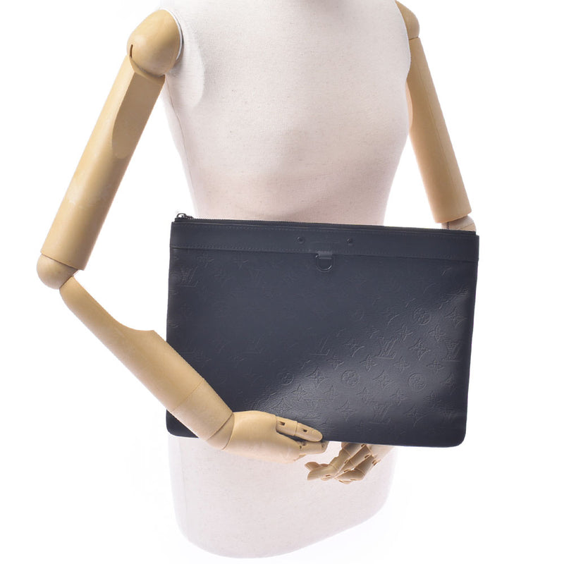 Louis Vuitton Louis Vuitton Monogram Shadow Pochette Discovery Black M62903 Unisex Leather Clutch Bag A-Rank Used Sinkjo
