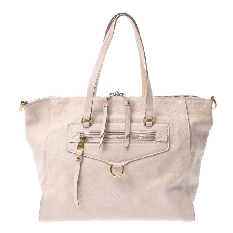 Louis Vuitton Lumineuse Leather 2way Zip Tote White Monogram