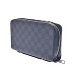 路易威登路易威登Damier Graphit Zippit XL黑色/灰色N41503男士Dumie Graphit Canvas Long Wallet A-Rank使用Silgrin