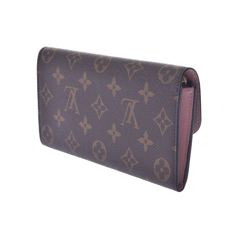 Louis Vuitton Monogram portage Womens Silver Rose Monogram canvas length wallet a