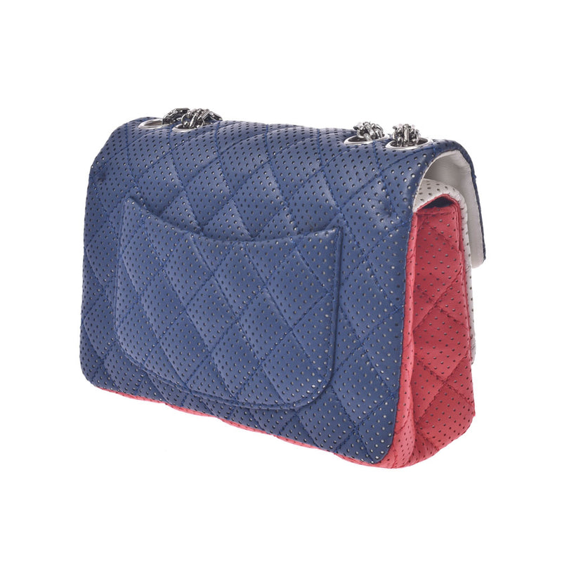 Chanel Chanel Matrasse Punching Chain Shoulder Bag Blue / White / Red Silver Fittings Ladies Curf Shoulder Bag AB Rank Used Silgrin