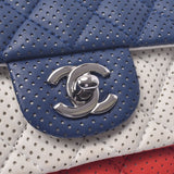 Chanel Chanel Matrasse Punching Chain Shoulder Bag Blue / White / Red Silver Fittings Ladies Curf Shoulder Bag AB Rank Used Silgrin