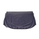CHANEL Chanel Half Moon Purple Silver Fittings Ladies Caviar Skin Chain Wallet A Rank Used Ginzo