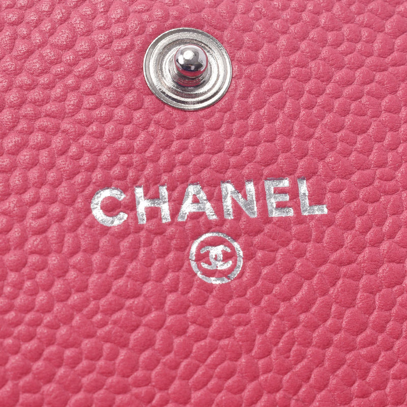 Chanel Chanel Fastener Long Wallet Pink Unisex Caviar Skin Long Wallet B Rank Used Sinkjo