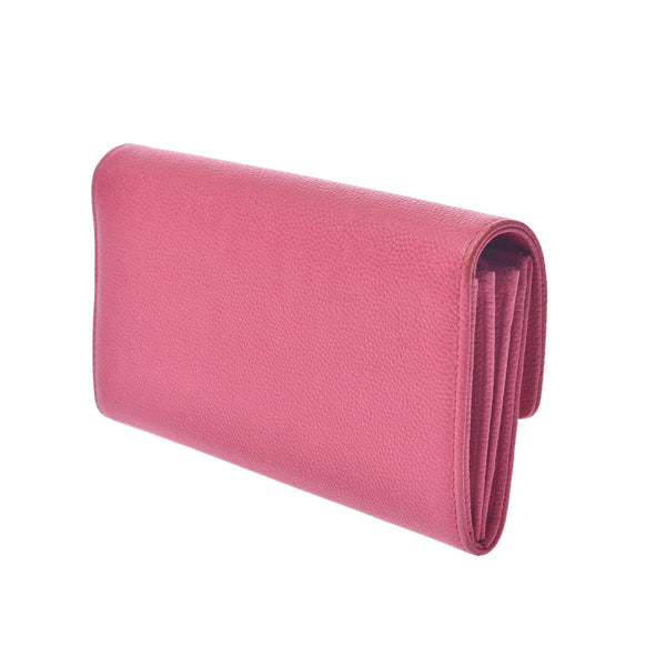 Chanel Chanel Fastener Long Wallet Pink Unisex Caviar Skin Long Wallet B Rank Used Sinkjo