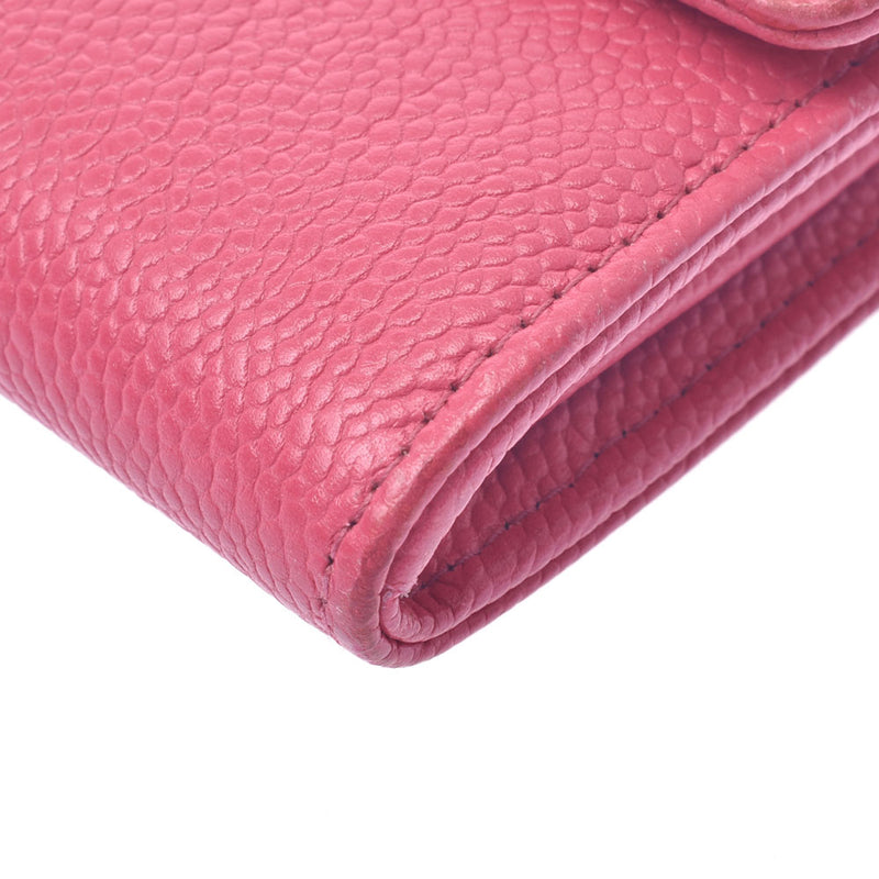 Chanel Chanel Fastener Long Wallet Pink Unisex Caviar Skin Long Wallet B Rank Used Sinkjo