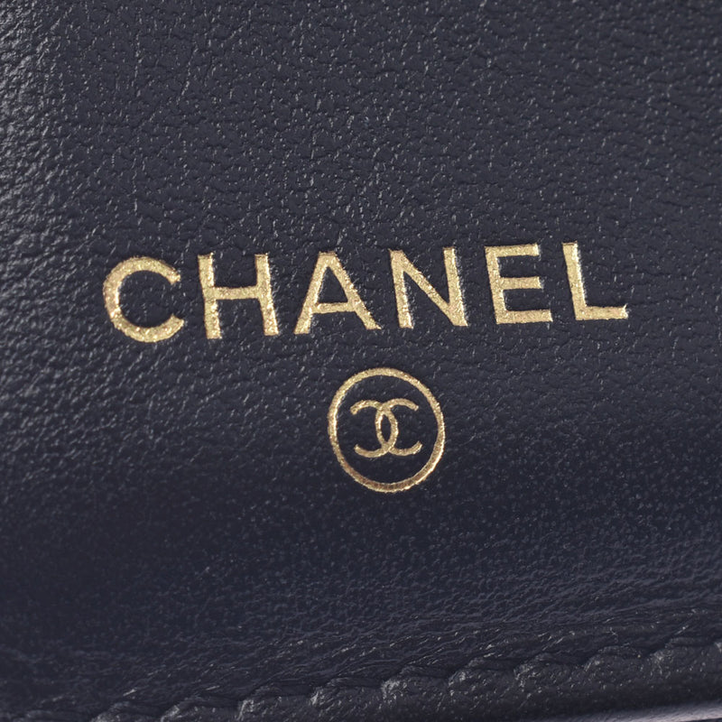 Chanel Chanel Black Women's Curf Three-folded wallet B rank used Silgrin