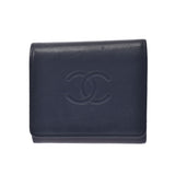 Chanel Chanel Black Women's Curf Three-folded wallet B rank used Silgrin