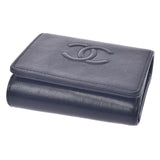 Chanel Chanel Black Women's Curf Three-folded wallet B rank used Silgrin