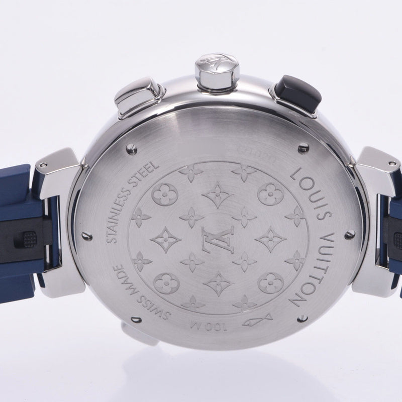 Louis Vuitton Louis Vuitton Tambourg Legatta Chronograph Lv Cup Q102D Men's SS / Rubber Watch Quartz Blue Diagram AB Rank Used Silgrin