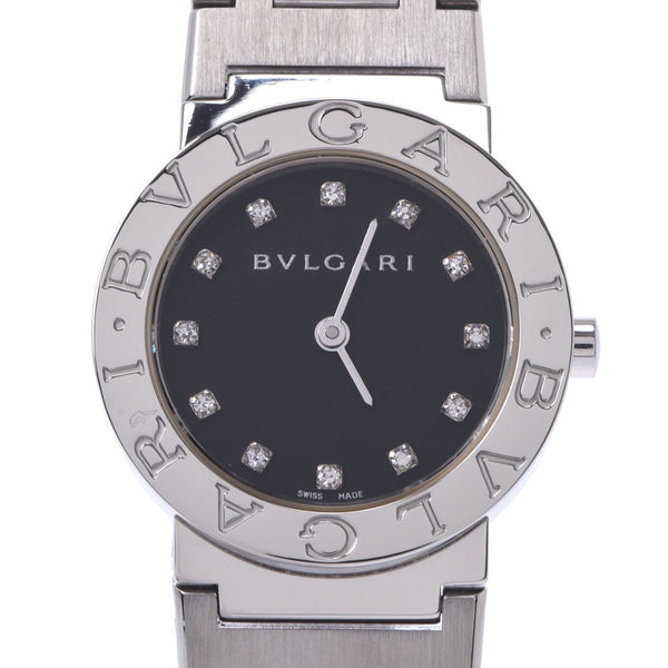 BVLGARI Bvlgari Bvlgari Bvlgari 26 12P Diamond BB26SS Ladies SS Watch Quartz Black Dial A Rank Used Ginzo