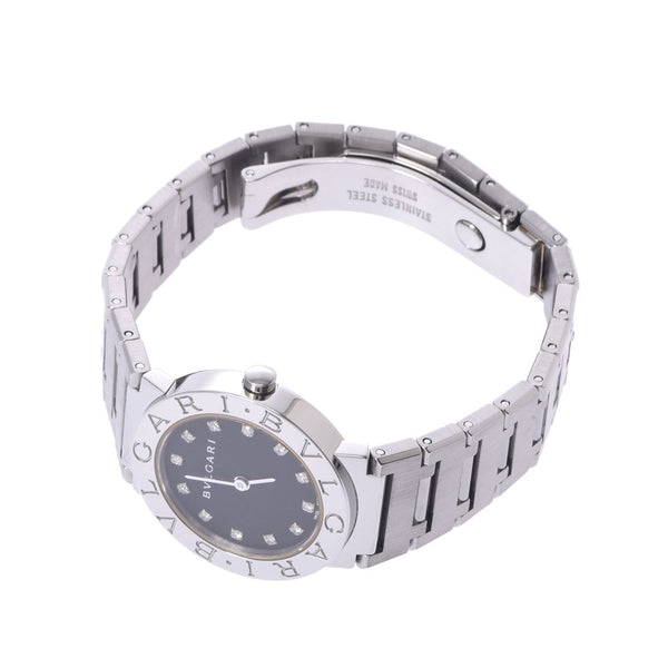 BVLGARI Bvlgari Bvlgari Bvlgari 26 12P Diamond BB26SS Ladies SS Watch Quartz Black Dial A Rank Used Ginzo