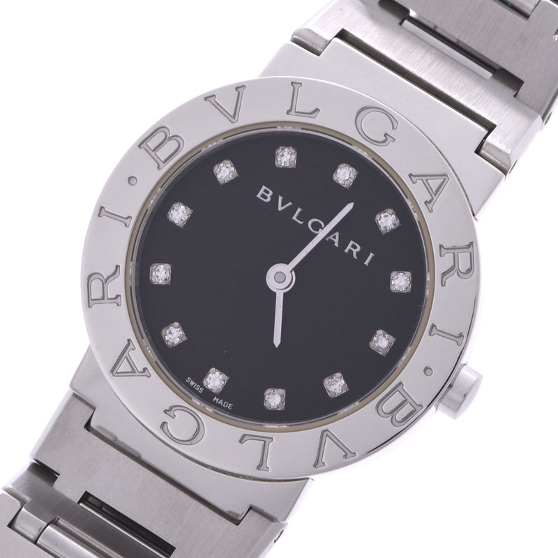 BVLGARI Bvlgari Bvlgari Bvlgari 26 12P Diamond BB26SS Ladies SS Watch Quartz Black Dial A Rank Used Ginzo