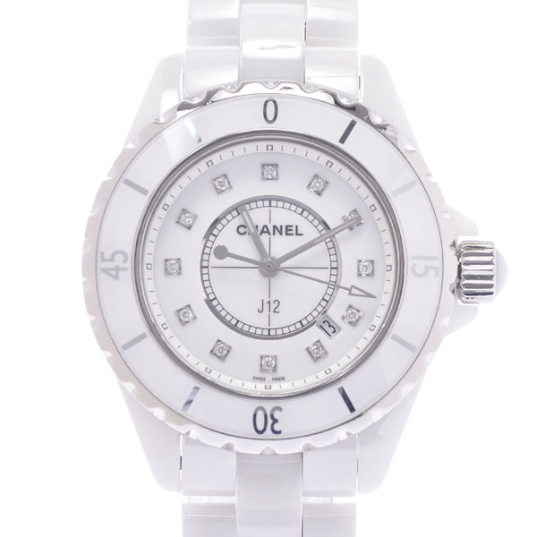 CHANEL Chanel J12 33mm 12P diamond H1628 Boys white ceramic /SS watch quartz white clockface A rank used silver storehouse
