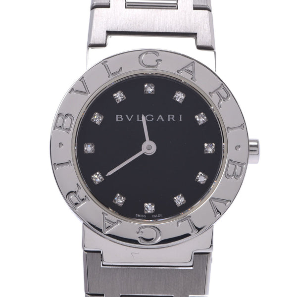 BVLGARI Bvlgari Bvlgari Bvlgari 26 12P Diamond BB26SS Ladies SS Watch Quartz Black Dial A Rank Used Ginzo