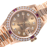 ROLEX Rolex Date Just Besel Diamond / Ruby 10P Diamond 69068G Women's YG Watch Automatic Changing Champagne Dial A Rank Used Sinkjo