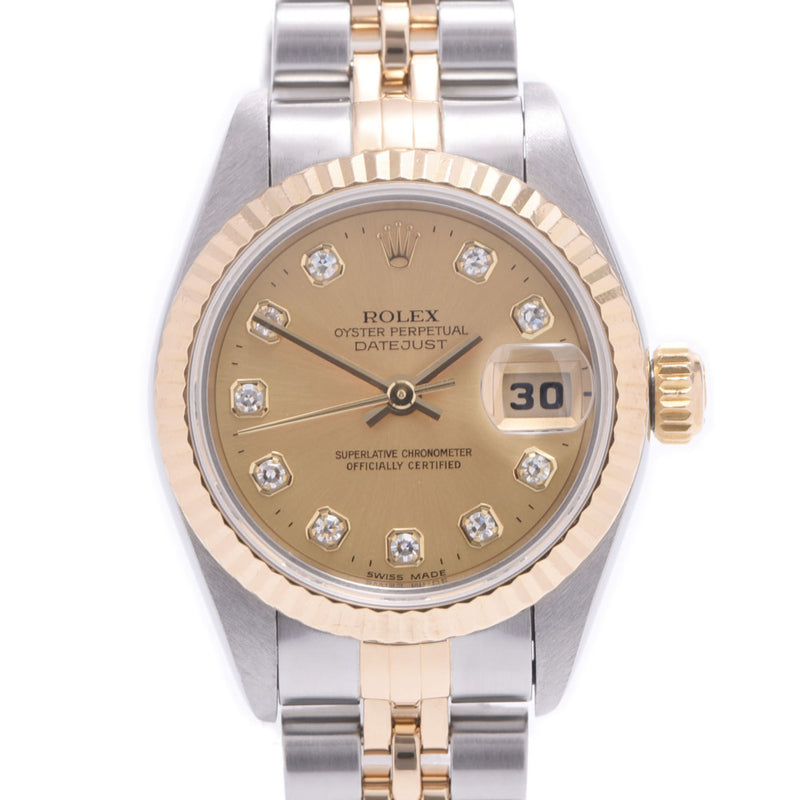 ROLEX Rolex Datejust 10P Diamond 69173G Ladies YG/SS Watch Automatic Winding Champagne Dial A Rank Used Ginzo