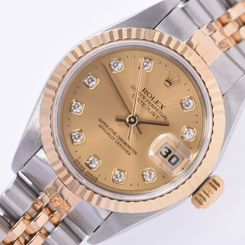 ROLEX Rolex Datejust 10P Diamond 69173G Ladies YG/SS Watch Automatic Winding Champagne Dial A Rank Used Ginzo