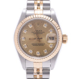 ROLEX 劳力士日期只是 10P 钻石 69173G 女士 YG/SS 手表自动香槟表盘 A 级二手银藏