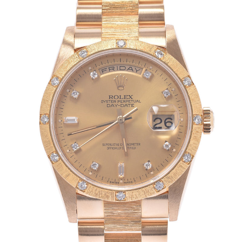ROLEX Rolex Day-Date 10P Diamond 18308A Men's YG/Diamond Watch Automatic Champagne Dial A Rank Used Ginzo