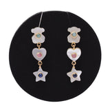 Other Tous Tous Super Power Bear / Heart / Star Motif I Line Multicolor Women's K18YG / White Butterfly Shell Earrings A Rank Used Sinkjo