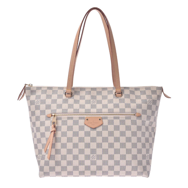 路易威登路易威登Damier Azuriena MM White N44040女士Damier Azul Canvas手提包A-Rank使用Silgrin