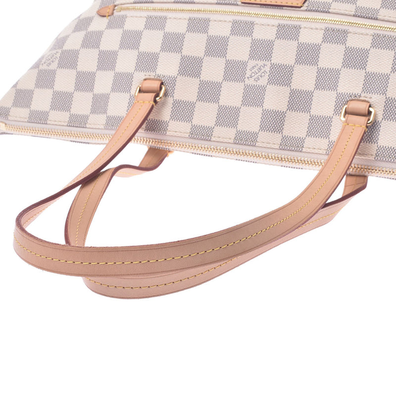 路易威登路易威登Damier Azuriena MM White N44040女士Damier Azul Canvas手提包A-Rank使用Silgrin