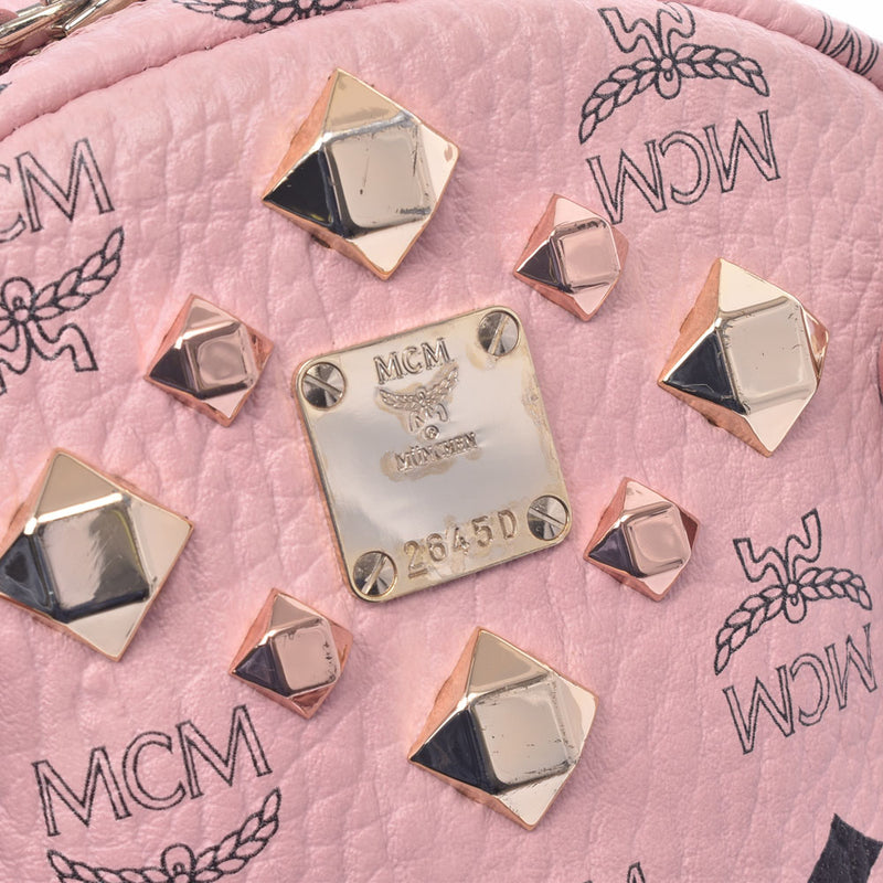 MCM MCM Semoem Backpack Studs Pink Women's Leather Rucks Day Pack B Rank Used Silgrin
