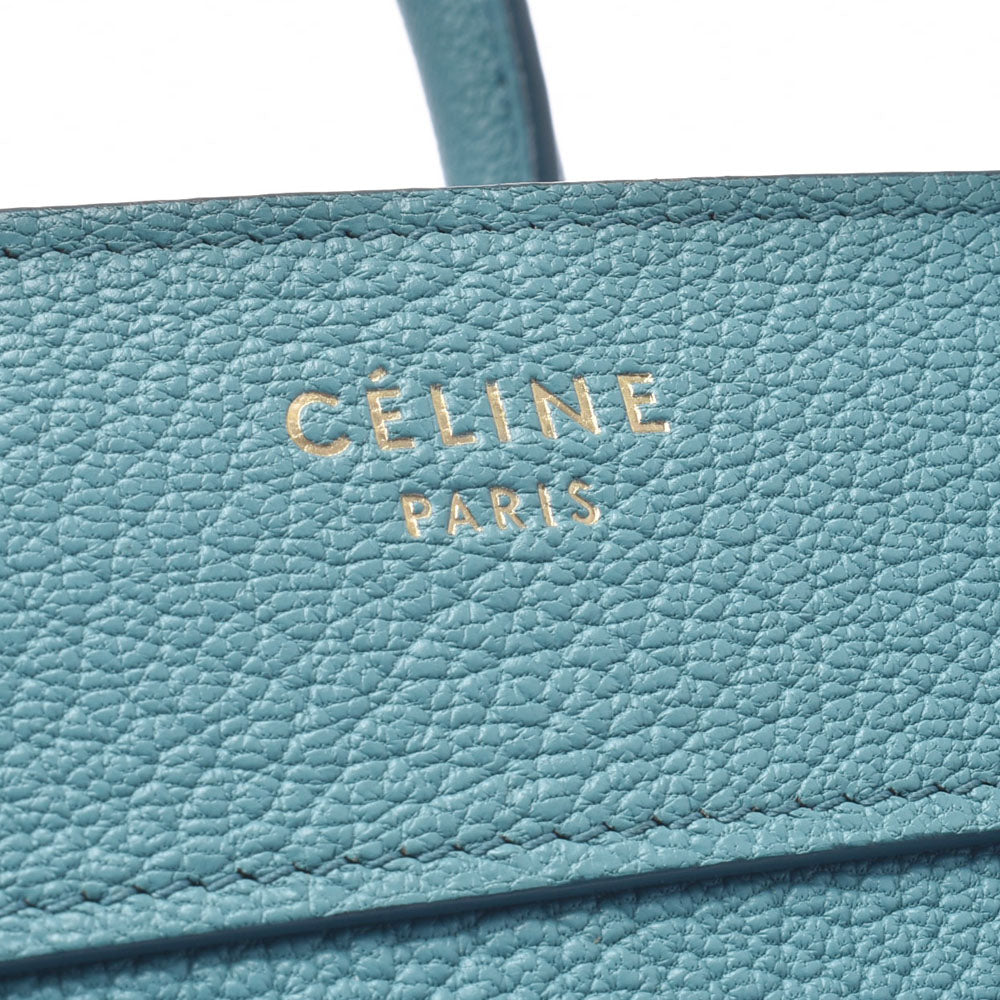 CELINE セリーヌ ラゲージ マイクロショッパー 水色系 レディース カーフ ハンドバッグ Aランク 中古 - Thebuildteam