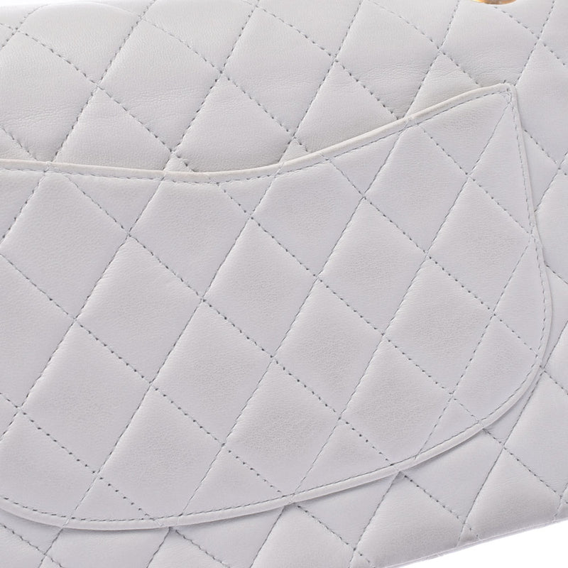 Chanel Chanel Matrasse Chain Shoulder Double Flap Gray Gold Bracket Ladies Lam Skin Shoulder Bag B Rank Used Silgrin