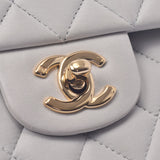 Chanel Chanel Matrasse Chain Shoulder Double Flap Gray Gold Bracket Ladies Lam Skin Shoulder Bag B Rank Used Silgrin