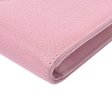 Chanel Chanel Garine Long Wallet Pink Women's Caviar Skin Two Folded Wallets AB Rank Used Silgrin