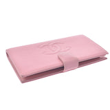 Chanel Chanel Garine Long Wallet Pink Women's Caviar Skin Two Folded Wallets AB Rank Used Silgrin