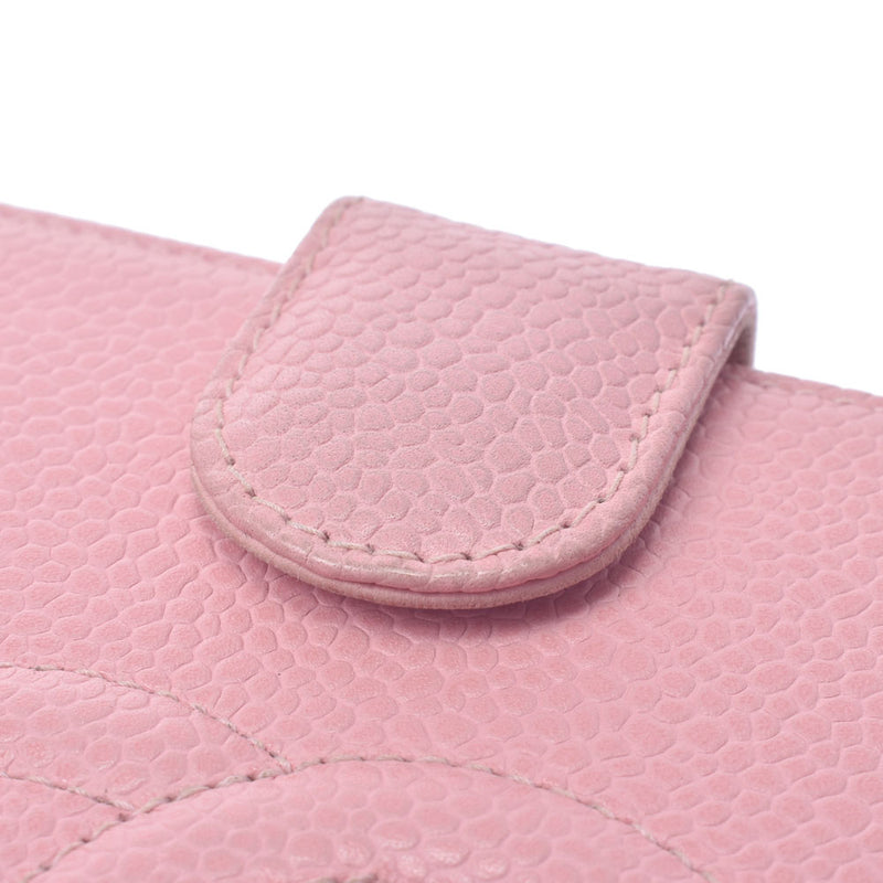 Chanel Chanel Garine Long Wallet Pink Women's Caviar Skin Two Folded Wallets AB Rank Used Silgrin