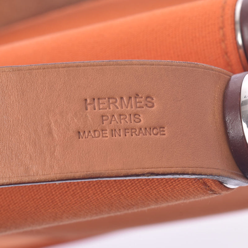 HERMES Hermes Kabach MM Orange □ M Engraved (circa 2009) Ladies Twal Officier/Leather Handbag B Rank Used Ginzo