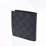 Louis Vuitton Louis Vuitton Damier Graphit Marco Black / Gray N62664 Men's Dumie Graphit Canvas Two Folded Wallets A-Rank Used Silgrin